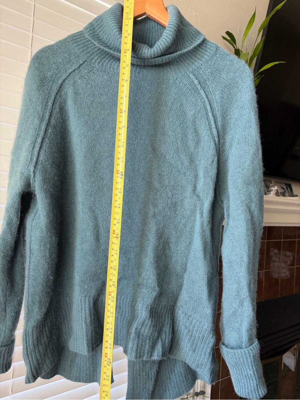 360 Cashmere Teal Cowl Neck Cashmere Sweater